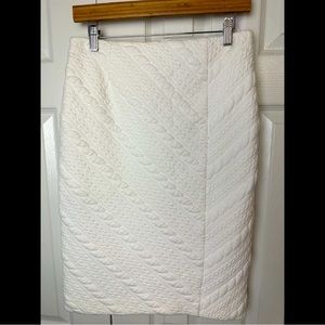 ABBEY GLASS Quilted Straight Pencil Skirt Ivory Cream Workwear DesignerJacquard